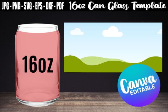 16oz Can Glass Canva Template SVG Graphics