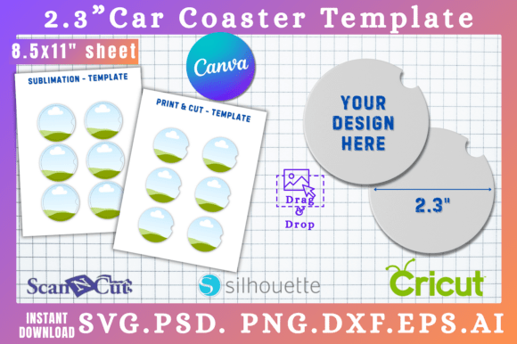2.3 Car Coaster Canva SVG Templates: Graphics for Creative Sellers
