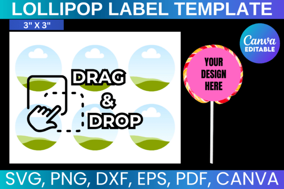 3 Inch Lollipop Label Canva Template: Graphics for Commercial Use