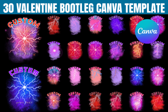 30 Valentine Bootleg Canva Template Graphics