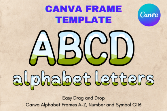 Canva Letters Frame Alphabet Template116 Graphics