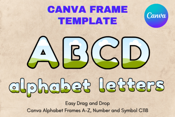 Canva Letters Frame Alphabet Template118 Graphics