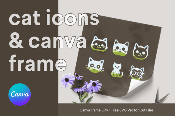 Cat Canva Frame SVG Kitty Cats Icon Set: Graphics for Playful Canva Projects
