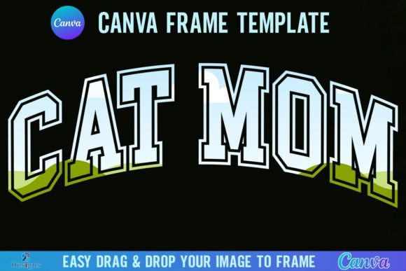 Cat Mom Varsity Canva Template Frame: Graphics for Playful Branding