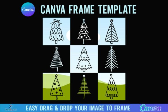 Checkered Christmas Tree Canva Frame: Graphics for Festive Editorial Design
