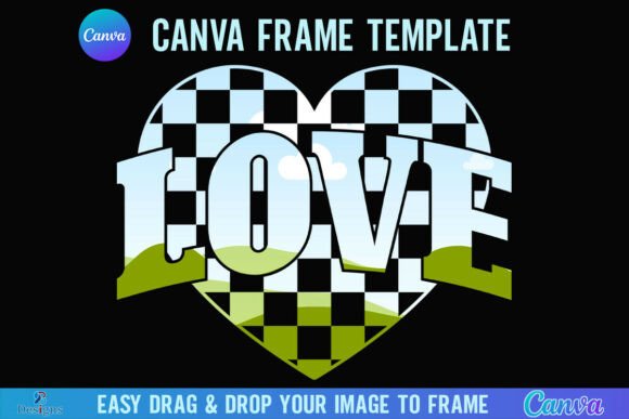 Checkered Heart Valentine Love Canva Graphics