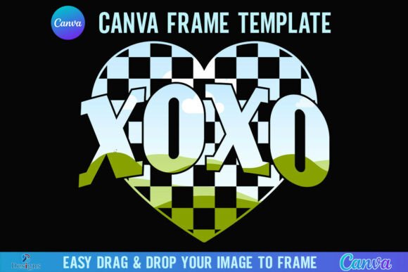 Checkered Heart Valentine XOXO Canva Graphics