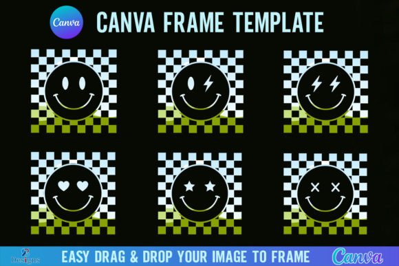 Checkered Smiley Canva Frame Template: Graphics for Playful Branding