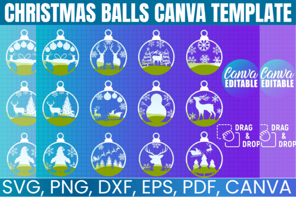 Christmas Balls Canva Frame Bundle: Graphics for Festive Branding