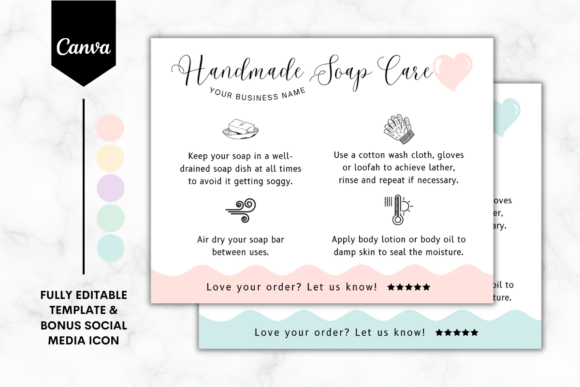 Custom Soap Care Card Canva Template 1 Graphics