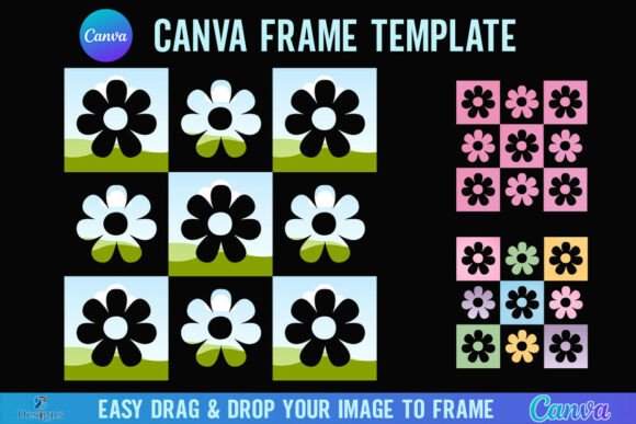 Daisy Checkered Flower Canva Frame Flora Graphics