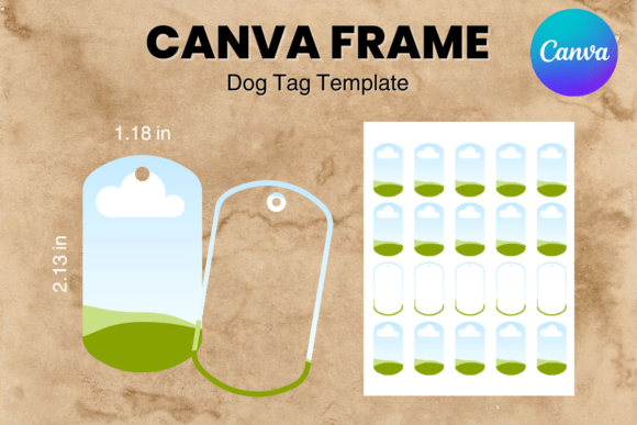 Dog Tag Canva Frame Template Pet Tag_2 Graphics