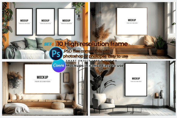 Frame Mockup Interior PSD-Canva Template: Graphics for Local Branding