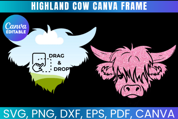 Highland Cow Canva Frame Template: Graphics for Whimsical Branding