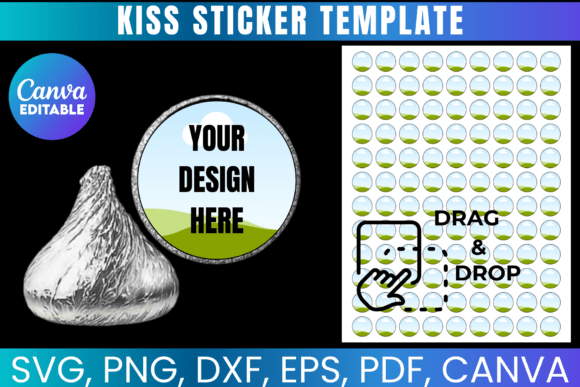 Kiss Sticker Editable Canva Template: Graphics for Playful Branding