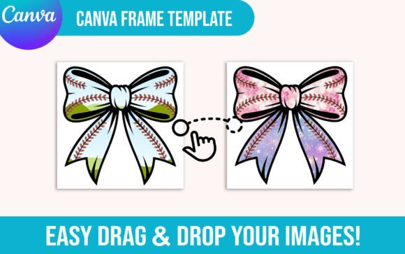 Retro Baseball Coquette Bow Canva Frame Graphics