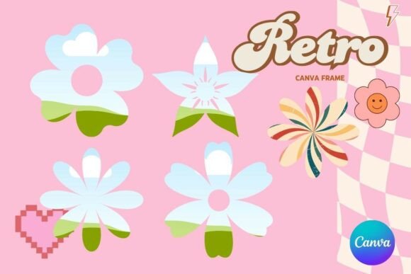 Retro Flower Canva Frame Graphics