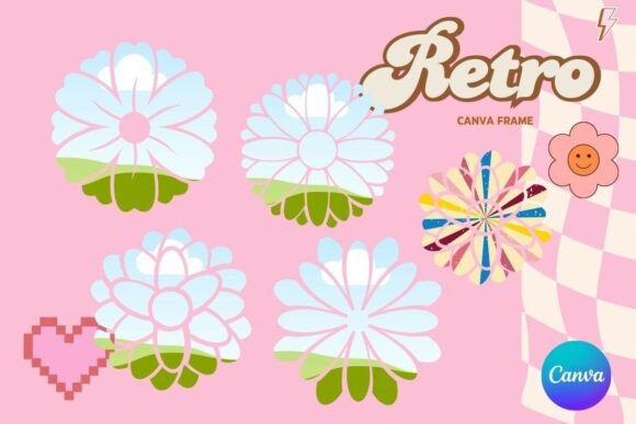 Retro Flower Canva Frame Graphics