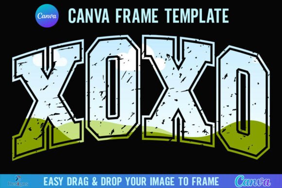 Retro Valentine XOXO Canva Frame Varsity Graphics