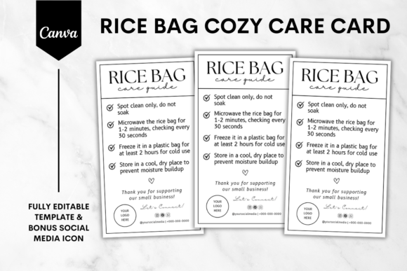 Rice Bag Care Card Canva Template 2: Graphics for Smart Digital Sellers