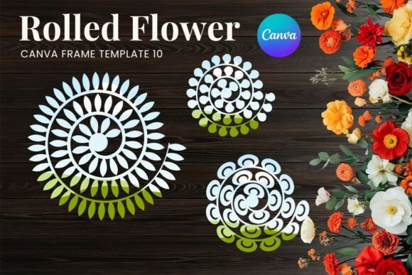 Rolled Paper Flower Canva Frame_10: Elegant Graphics for Modern Canva Publishing