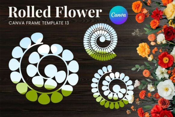 Rolled Paper Flower Canva Frame_13 Graphics