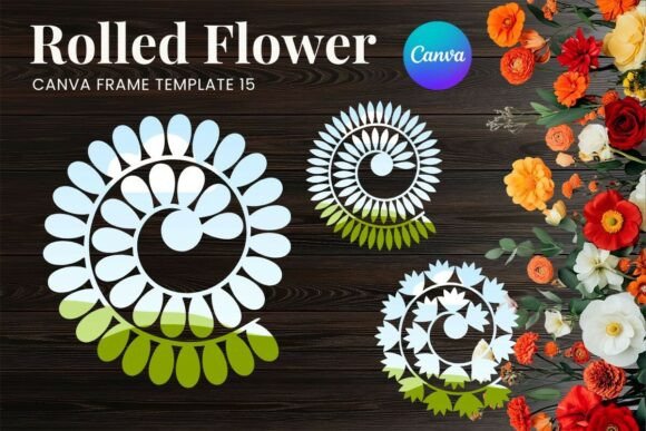 Rolled Paper Flower Canva Frame_15 Graphics