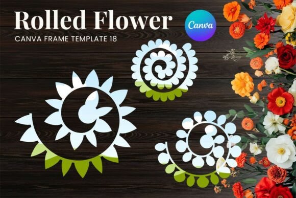 Rolled Paper Flower Canva Frame_18 Graphics