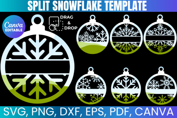 Split Snowflake Canva Template: Graphics for Holiday Branding