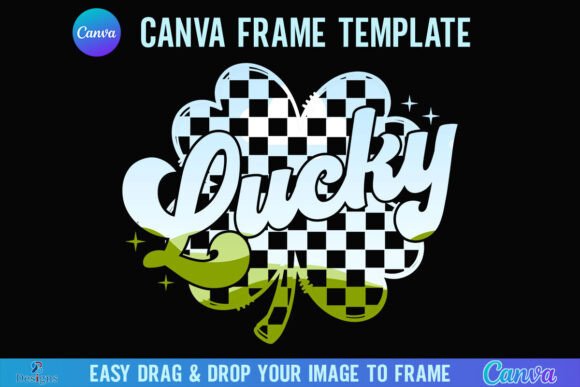St Patricks Lucky Canva Checkered Clover Graphics